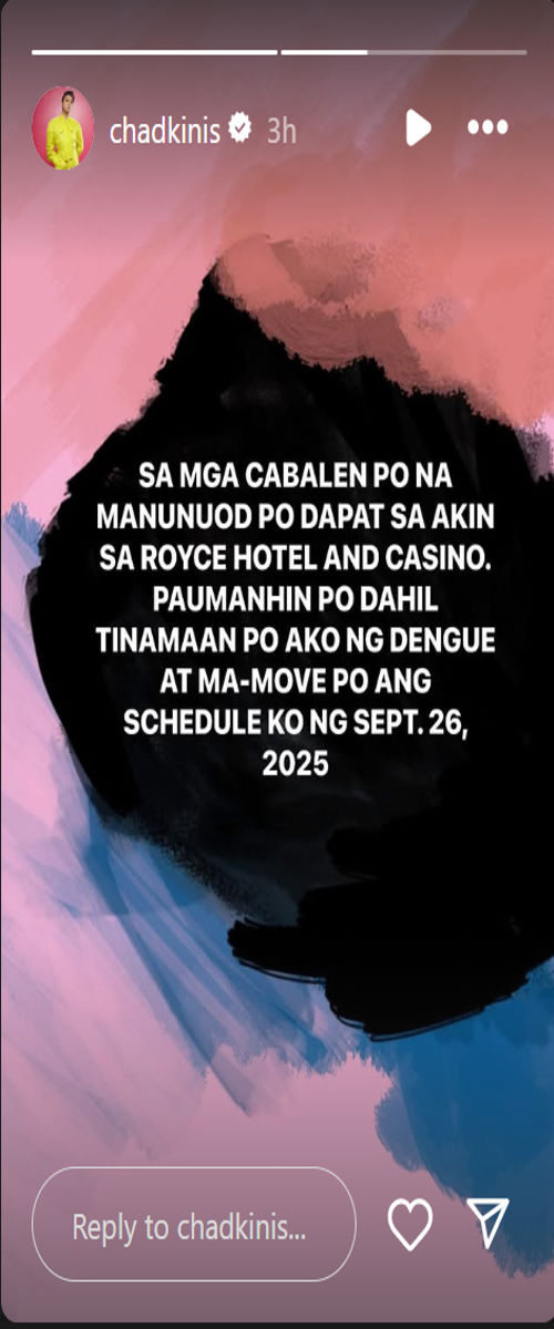Chad Kinis, humingi ng paumanhin matapos makansela ang kanyang show sa Pampanga dahil sa dengue